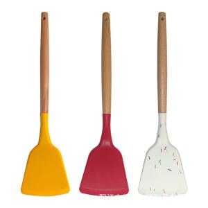 SP103 Silicone  Spatula with wooden handle