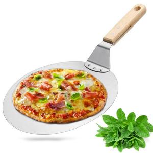 SP832Pizza Spatula Peel Shovel Cake Lifter Wood Handle Plate Holder